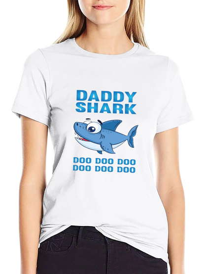 Daddy Shark Graphic Print Black T-Shirt