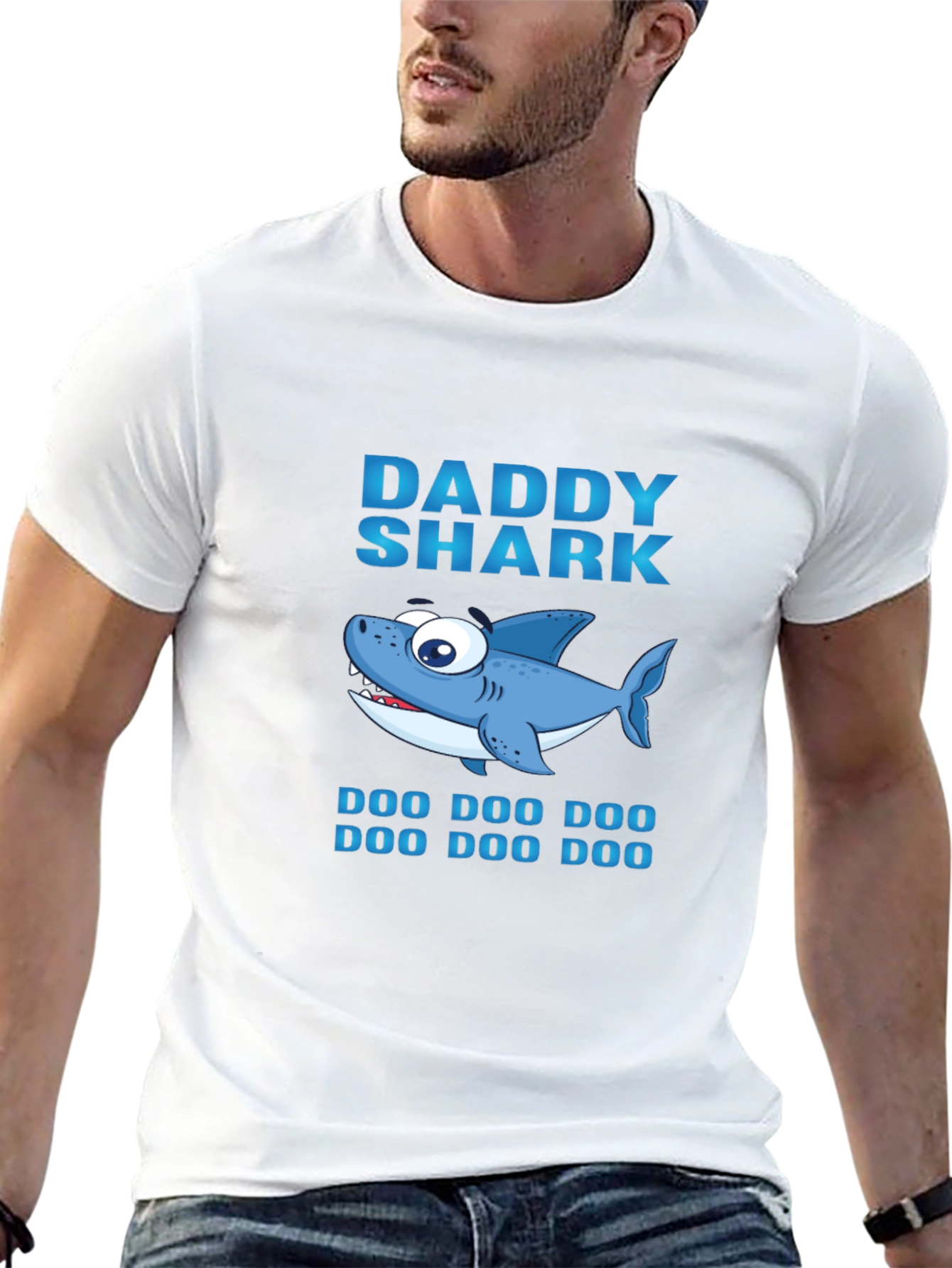 Daddy Shark Graphic Print Black T-Shirt