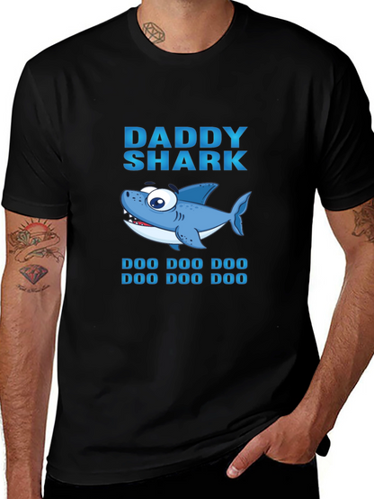 Daddy Shark Graphic Print Black T-Shirt