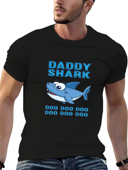 Daddy Shark Graphic Print Black T-Shirt