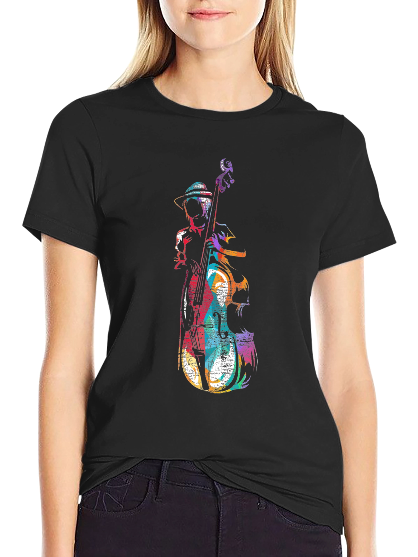 Musician Bass Player Graphic Tee - Black