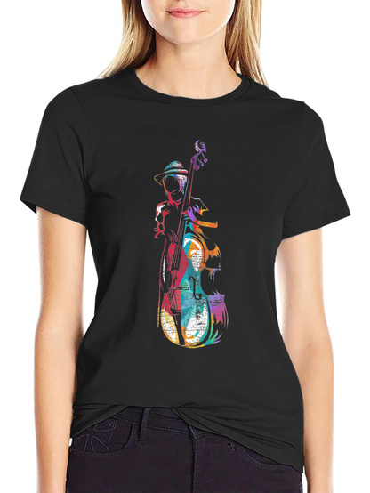 Musician Bass Player Graphic Tee - Black