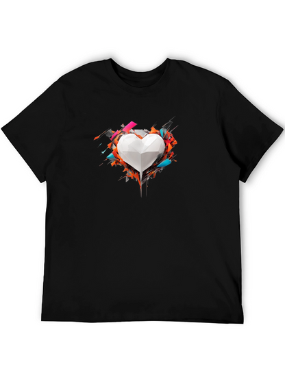 Geometric Heart Graphic Tee - Modern Art Shirt