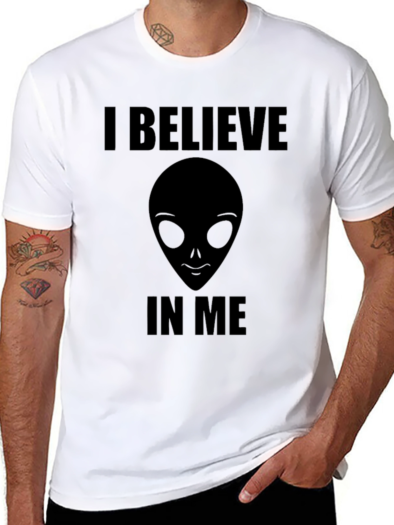 I Believe Alien Head Graphic Print Tee