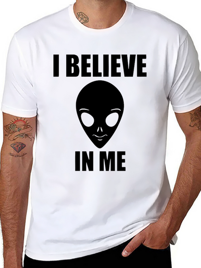 I Believe Alien Head Graphic Print Tee