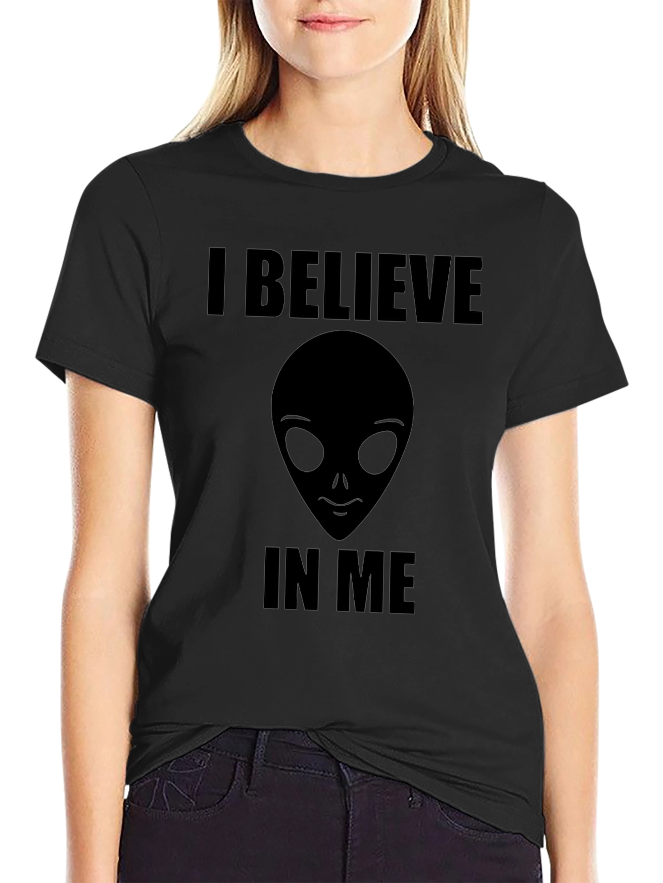 I Believe Alien Head Graphic Print Tee