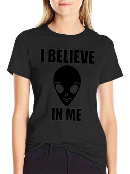 I Believe Alien Head Graphic Print Tee