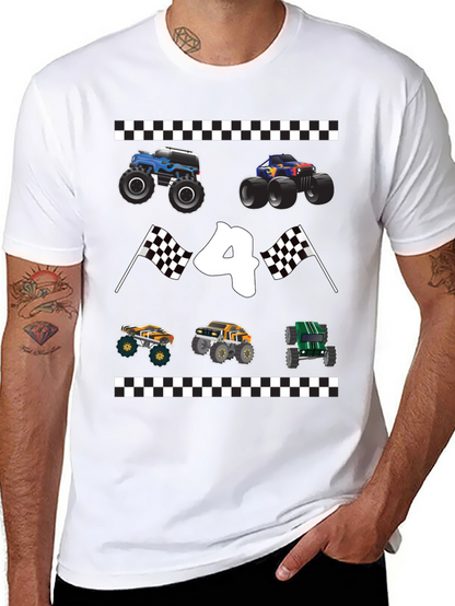 Monster Truck Birthday Shirt - Number 4