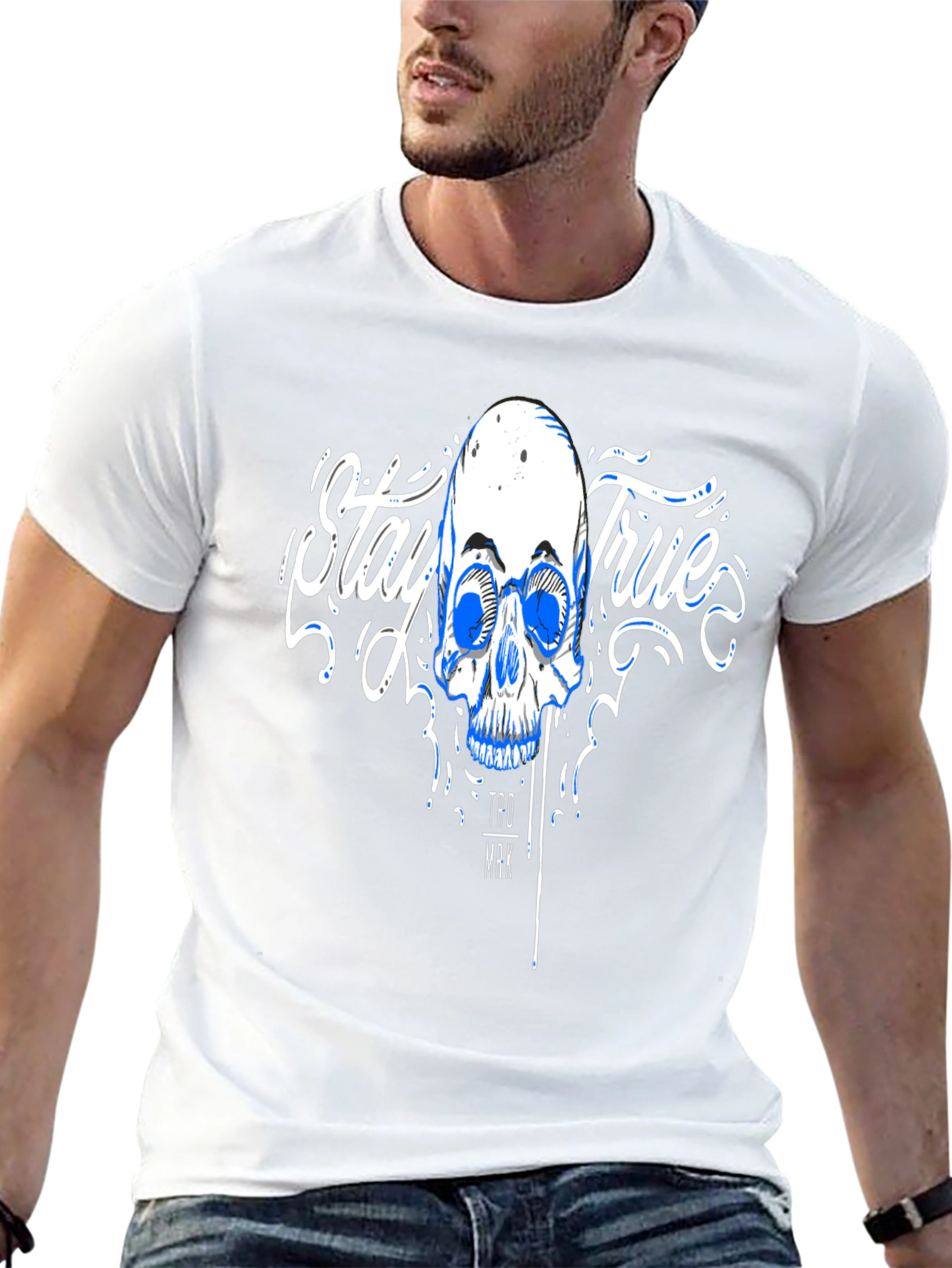 Stay True Skull Graphic Tee - Black