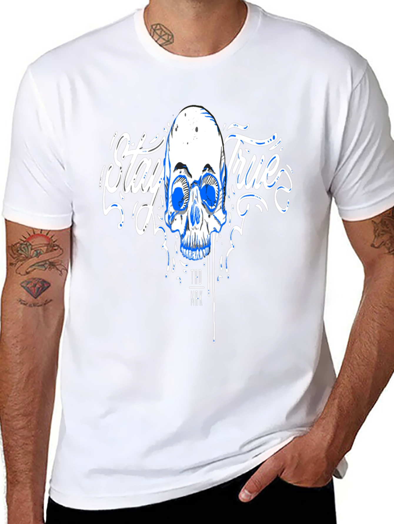 Stay True Skull Graphic Tee - Black