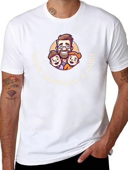 Make Happiness A Habit Black Graphic T-Shirt