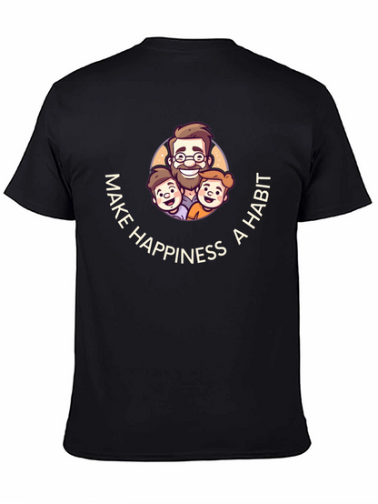 Make Happiness A Habit Black Graphic T-Shirt