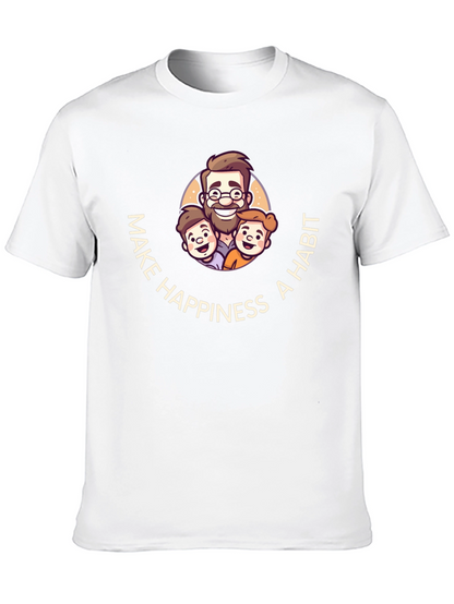 Make Happiness A Habit Black Graphic T-Shirt