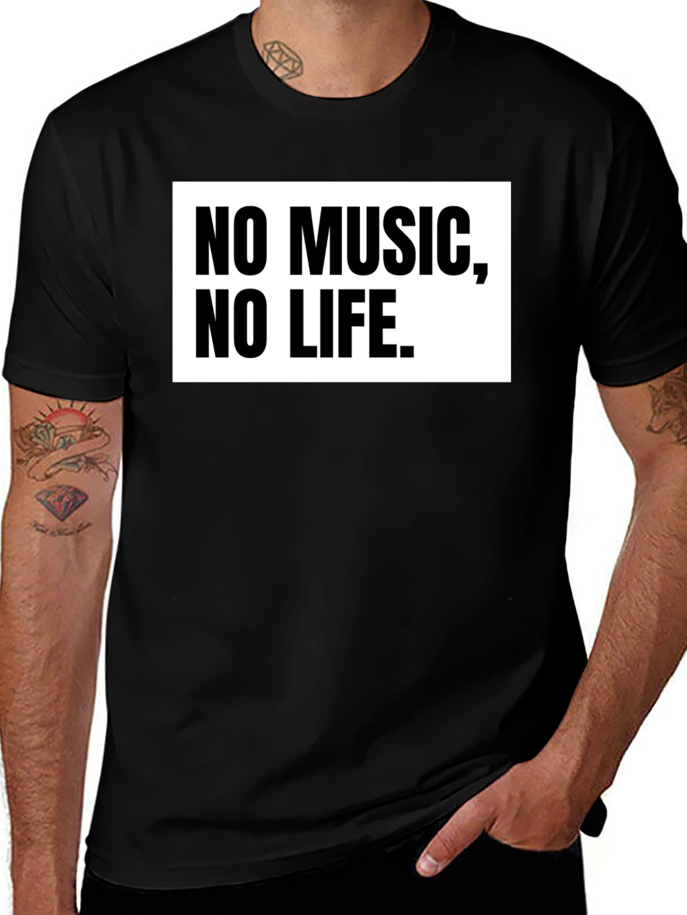 No Music No Life Black T-Shirt