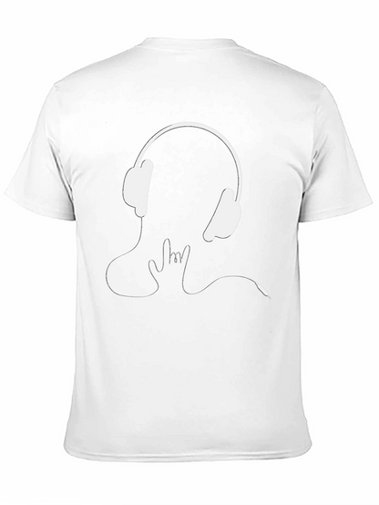 Headphones Rock On Graphic Tee - Black Cotton T-Shirt