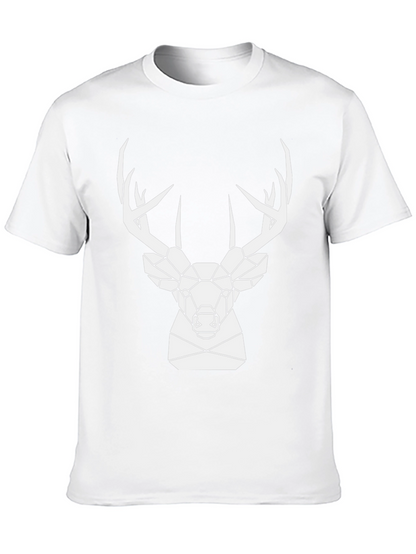 Geometric Deer Graphic Tee - Black