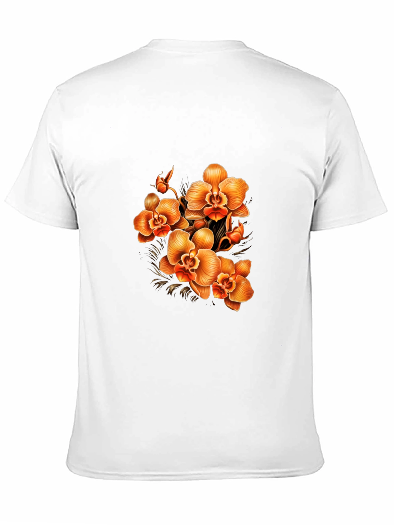 Orchid Floral Print Black T-Shirt