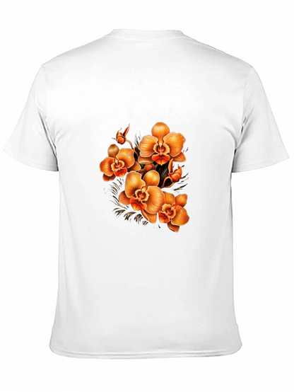 Orchid Floral Print Black T-Shirt