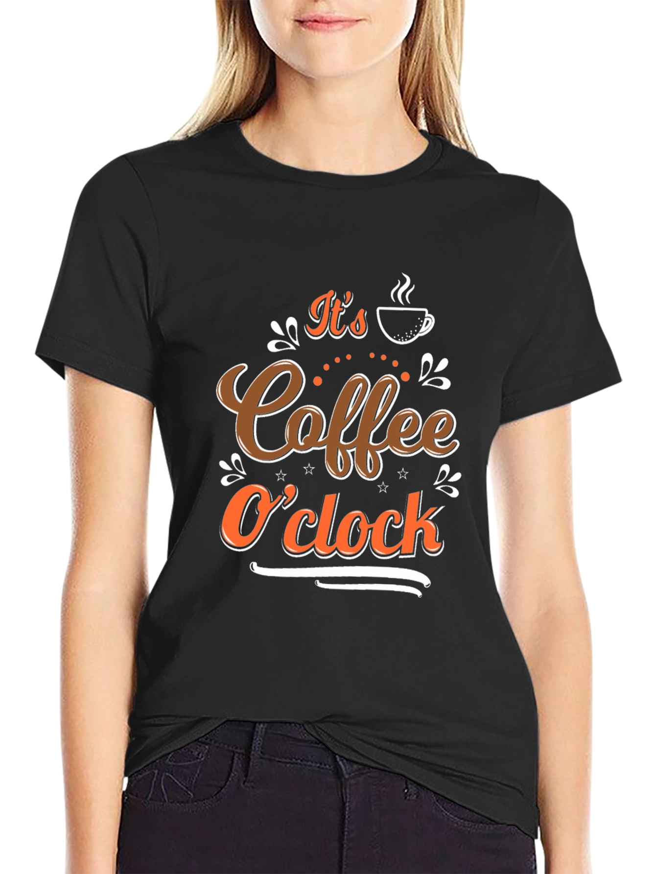 Coffee OClock Black T-Shirt - Brewtiful Design