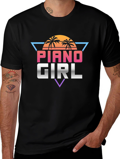 Piano Girl Retro Style T-Shirt