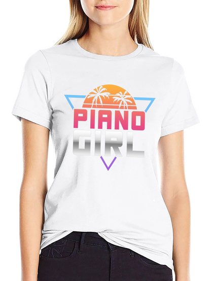 Piano Girl Retro Style T-Shirt