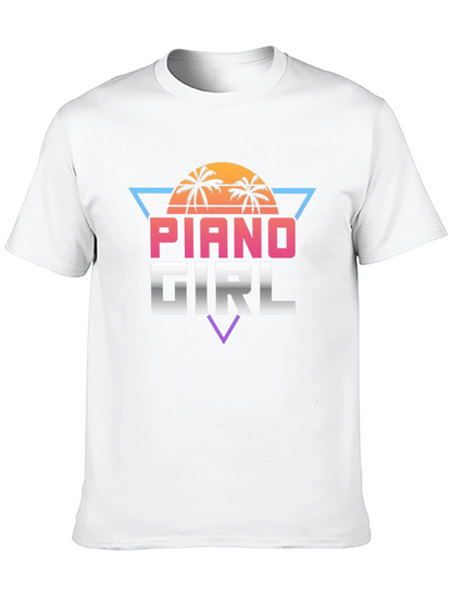 Piano Girl Retro Style T-Shirt