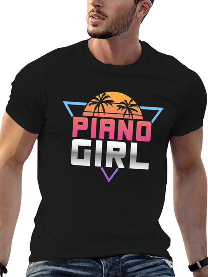 Piano Girl Retro Style T-Shirt