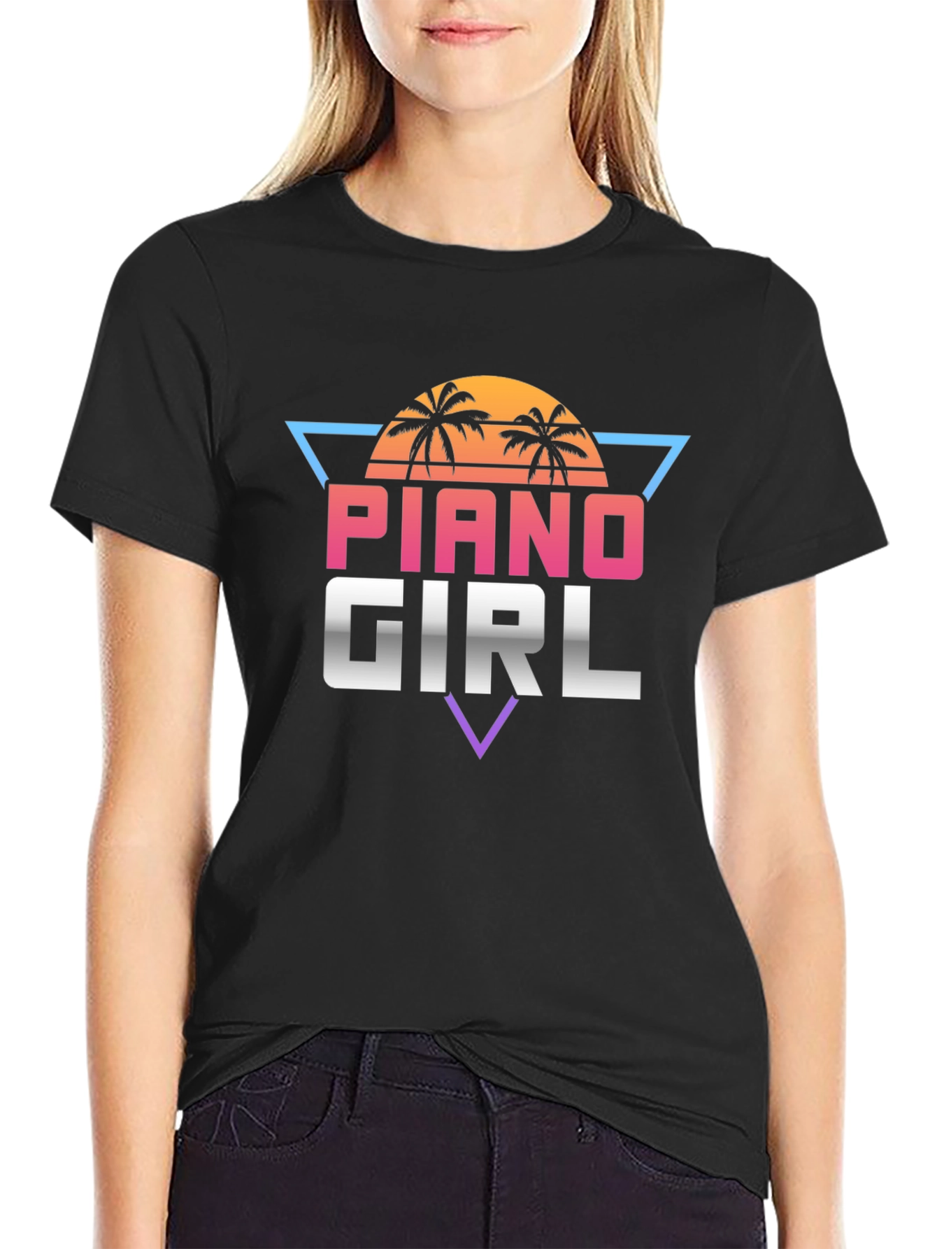 Piano Girl Retro Style T-Shirt