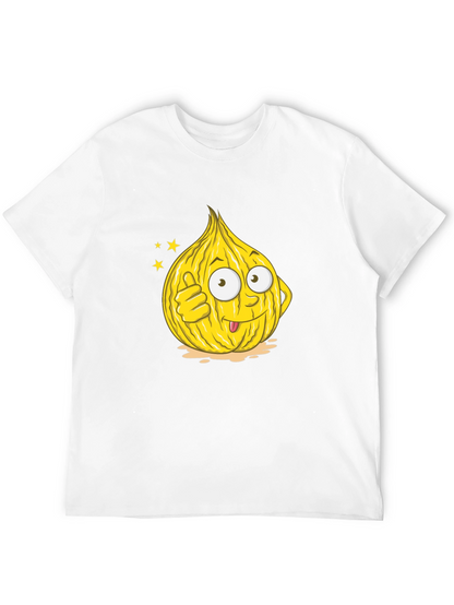 Funny Onion Cartoon Graphic Tee - Black Cotton