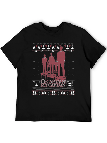 O Captain! My Captain! Black Crew Neck T-Shirt
