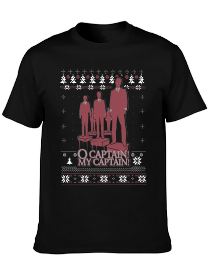 O Captain! My Captain! Black Crew Neck T-Shirt