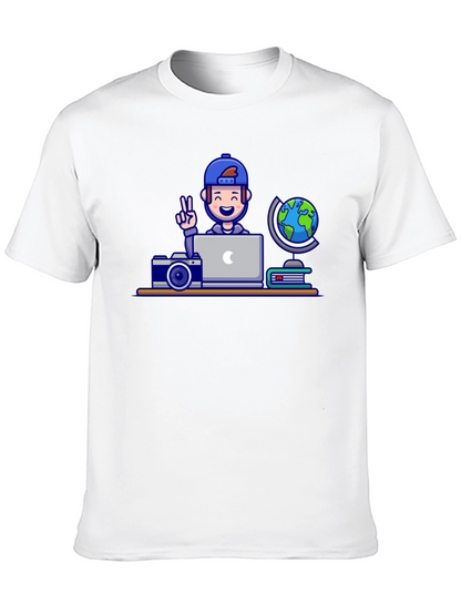Cartoon Traveler Graphic T-Shirt