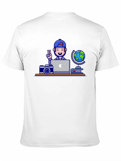 Cartoon Traveler Graphic T-Shirt