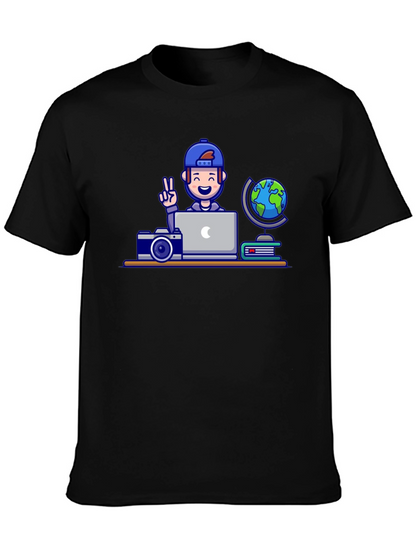 Cartoon Traveler Graphic T-Shirt