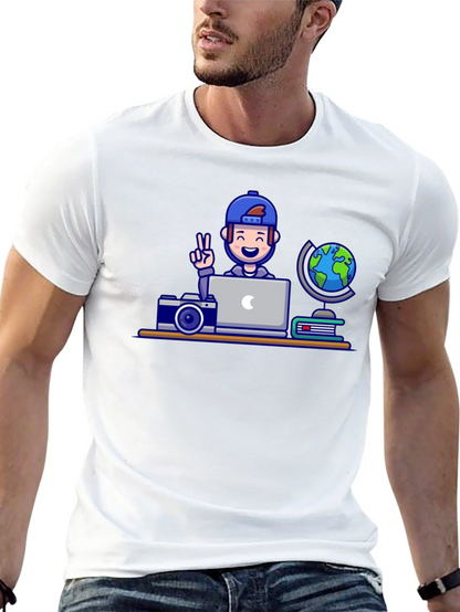 Cartoon Traveler Graphic T-Shirt