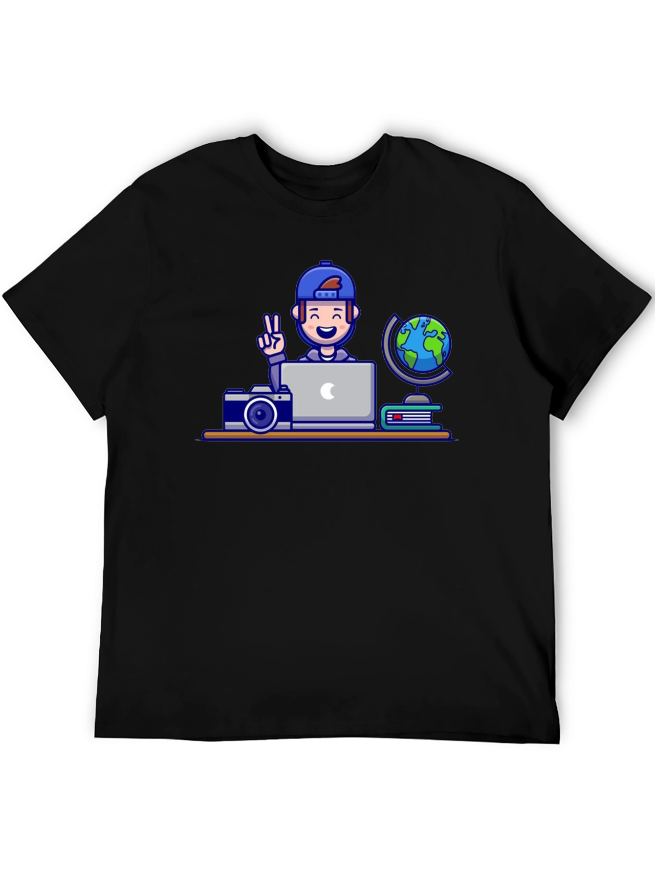 Cartoon Traveler Graphic T-Shirt