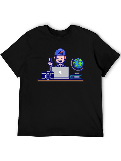 Cartoon Traveler Graphic T-Shirt