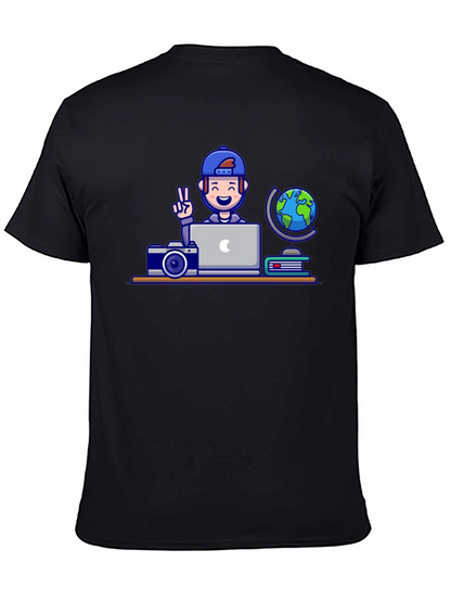 Cartoon Traveler Graphic T-Shirt