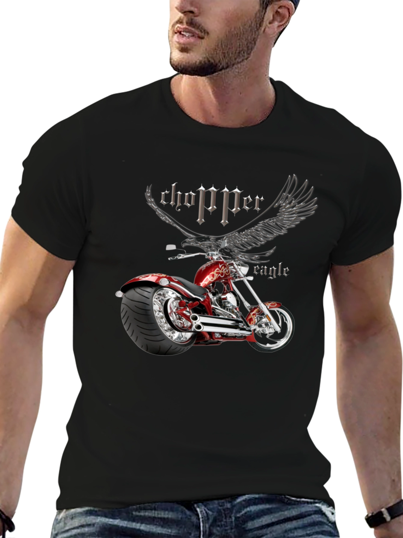Chopper Eagle Graphic Black T-Shirt