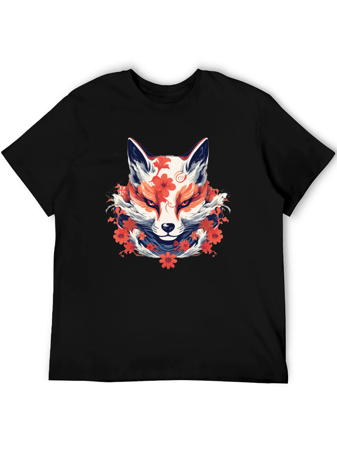 Floral Fox Graphic Tee - Artistic Style
