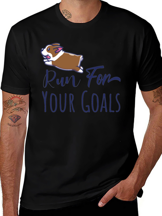 Run For Your Goals Corgi Tee - Motivational Shirt