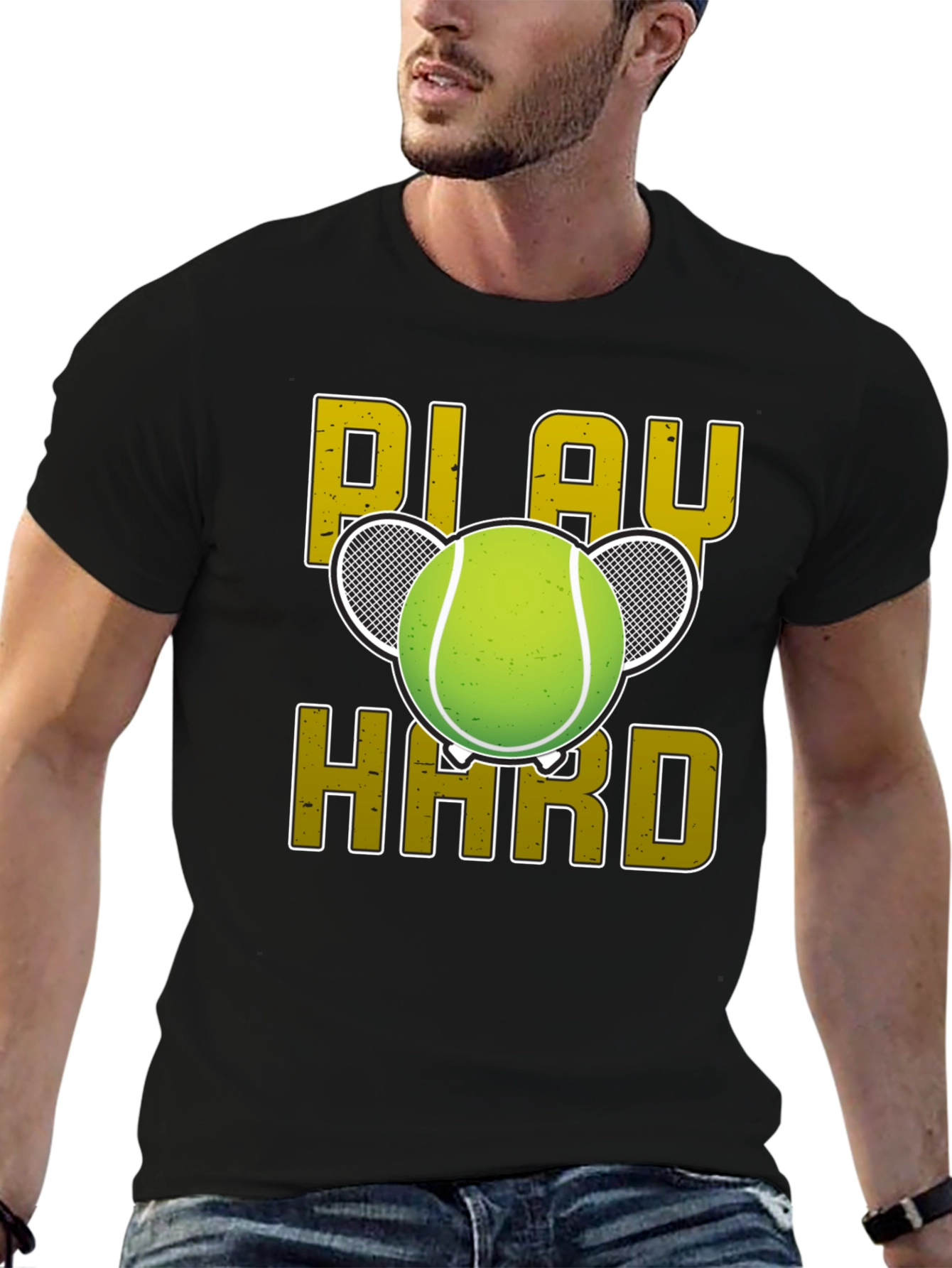 Play Hard Tennis Graphic Tee - Black