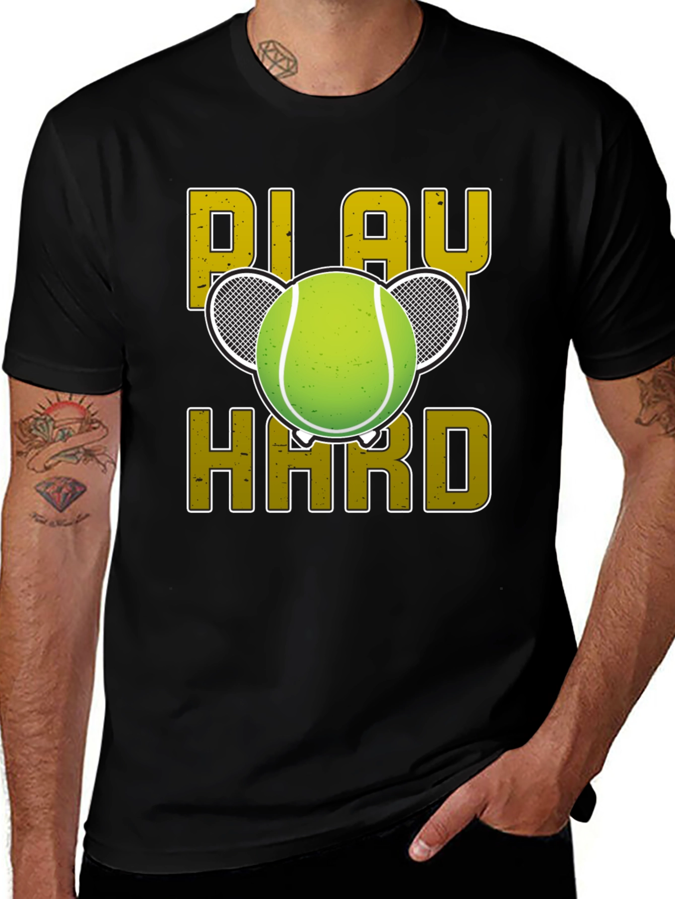 Play Hard Tennis Graphic Tee - Black