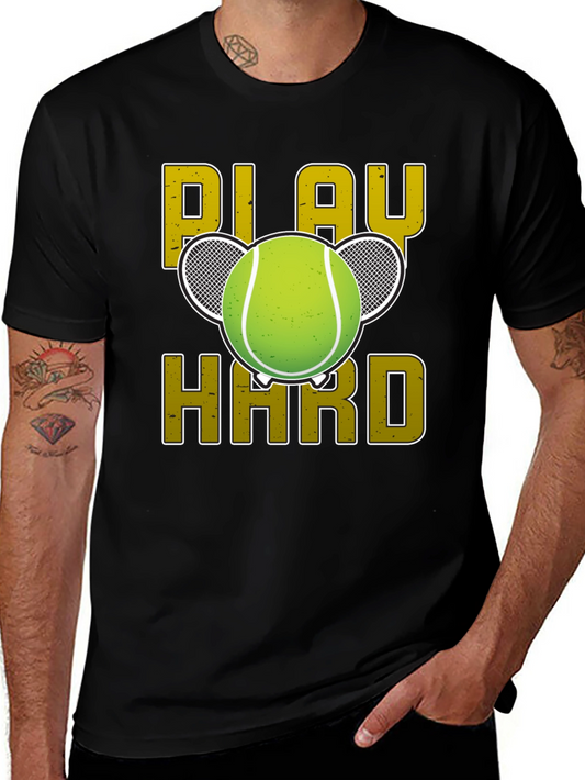 Play Hard Tennis Graphic Tee - Black
