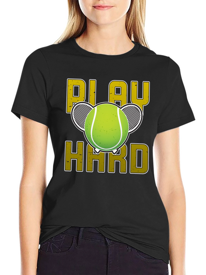 Play Hard Tennis Graphic Tee - Black