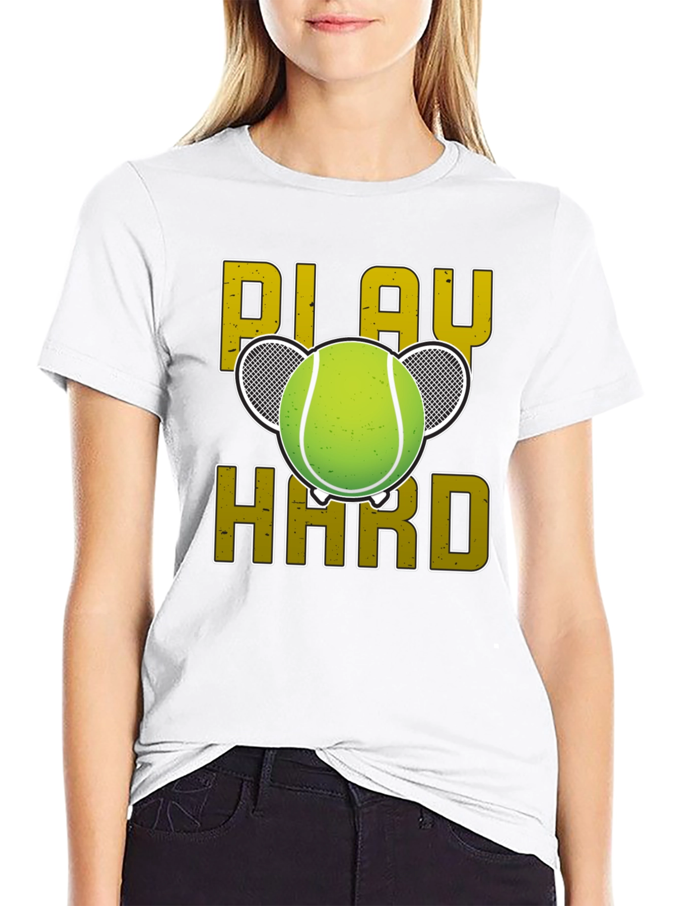Play Hard Tennis Graphic Tee - Black