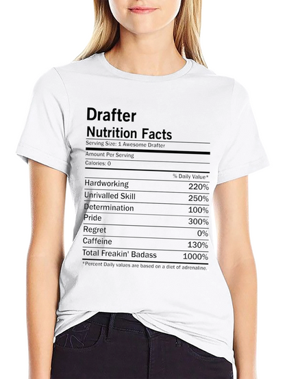 Drafter Nutrition Facts Funny Graphic T-Shirt