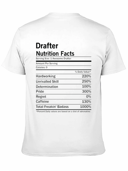 Drafter Nutrition Facts Funny Graphic T-Shirt