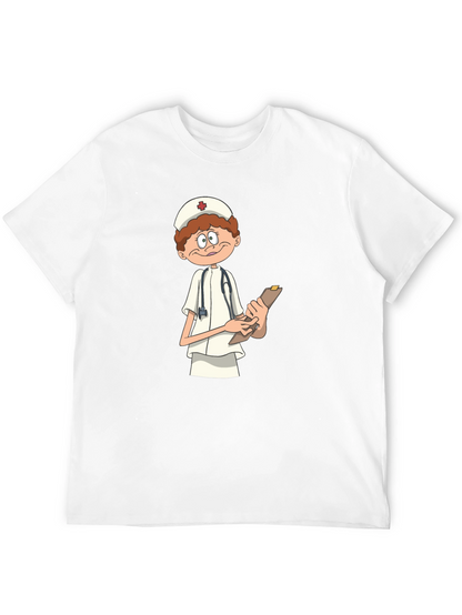 Cartoon Nurse T-Shirt - Black Graphic Tee