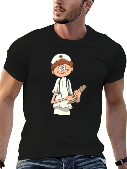 Cartoon Nurse T-Shirt - Black Graphic Tee